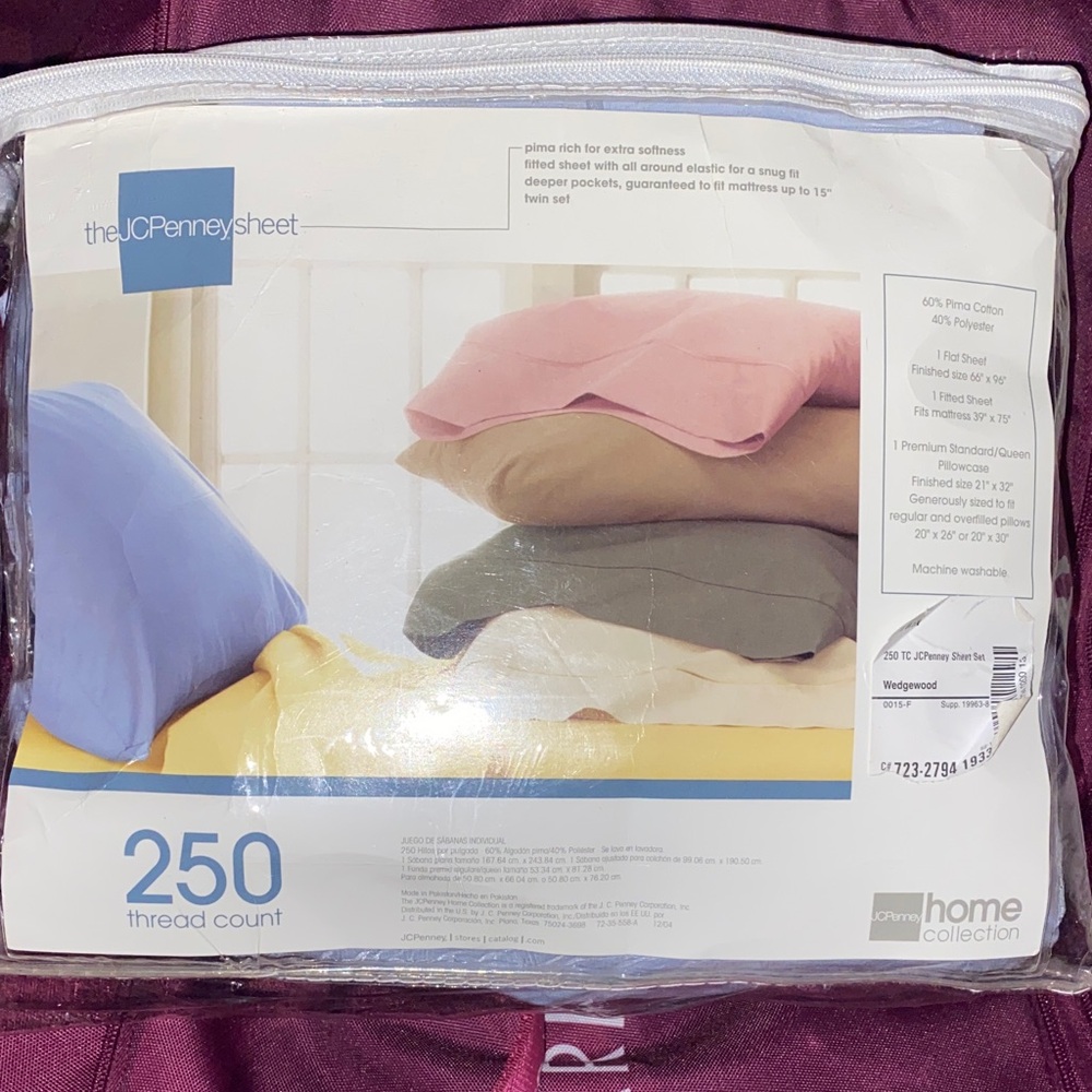 JCPenney Home Collection Twin Sheets Blue